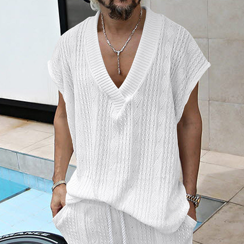 Herren Stricktop Ärmellos V-Ausschnitt Modern