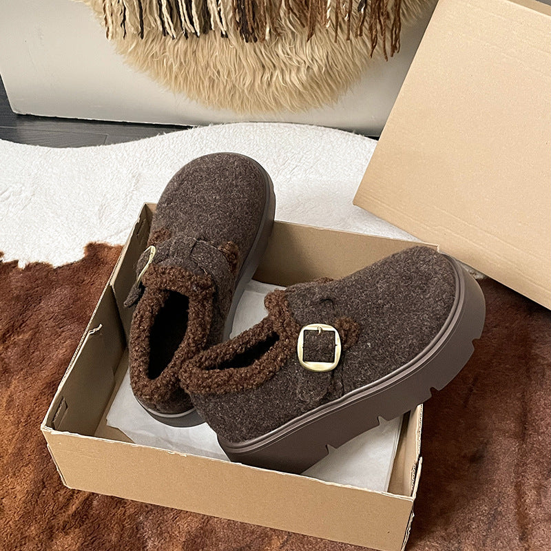 Damen Clogs Kuschelig Kunstfell Schnallenverschluss Modern - BerlinGlamour