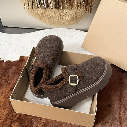 Damen Clogs Kuschelig Kunstfell Schnallenverschluss Modern - BerlinGlamour