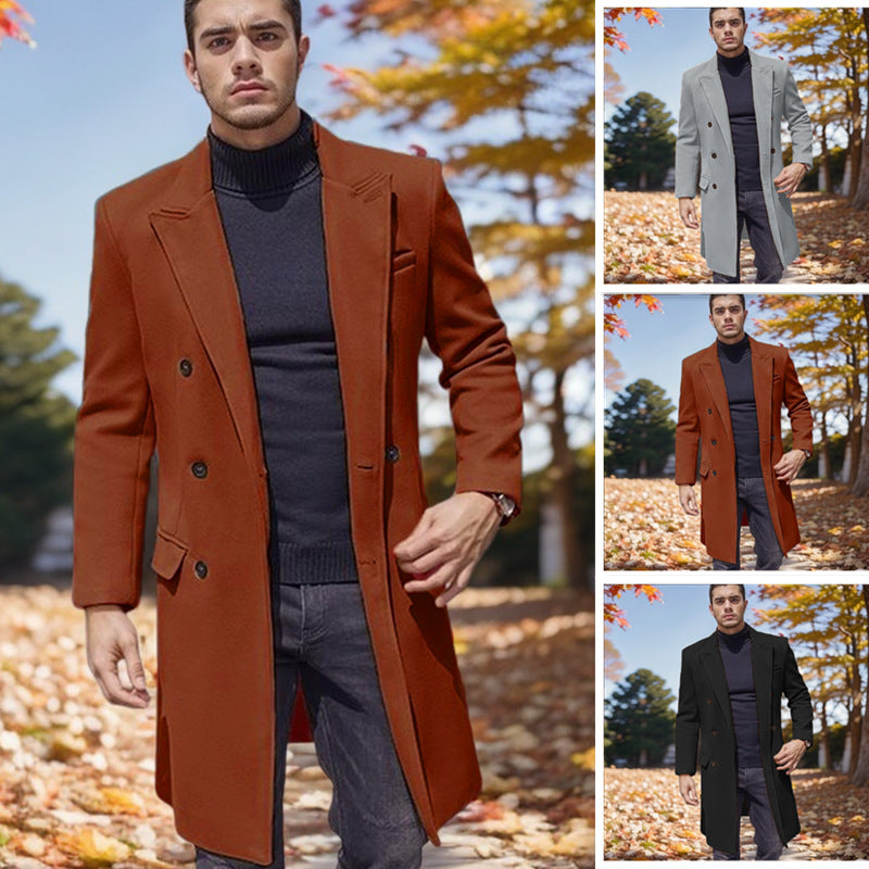 Herren Mantel Lang Doppelknöpfig Modern Schwarz - BerlinGlamour