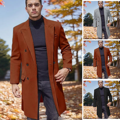 Herren Mantel Lang Doppelknöpfig Modern Schwarz - BerlinGlamour