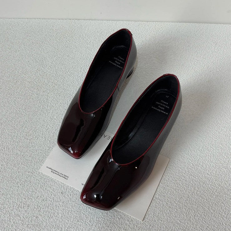 Damen Pumps Hochhackig Glänzend Quadratzehen