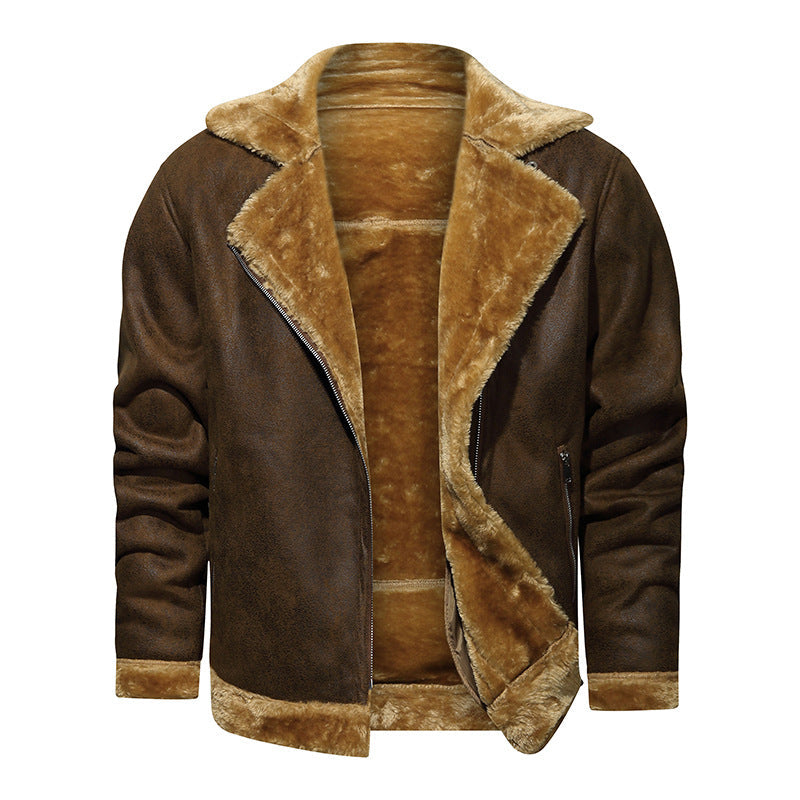 Herren Lederjacke Schwarz mit Fleecefutter Elegant