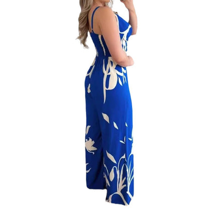 Eleganter Damen Jumpsuit Blumenmuster Fließend Modern