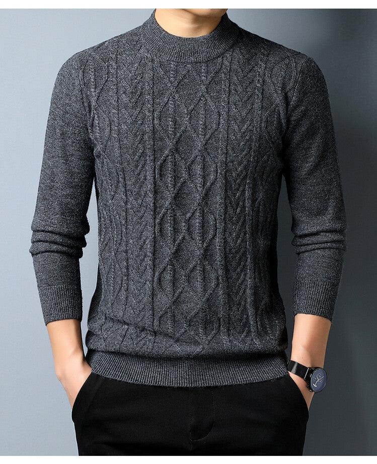 Herren Strickpullover mit Zopfmuster Grau Elegant