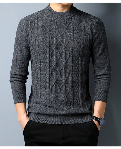 Herren Strickpullover mit Zopfmuster Grau Elegant