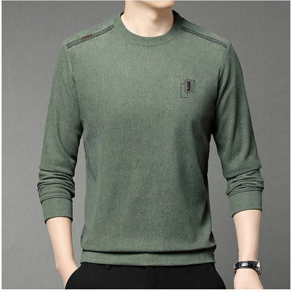 Herren Pullover Modern Rundhals mit Kontrastkragen