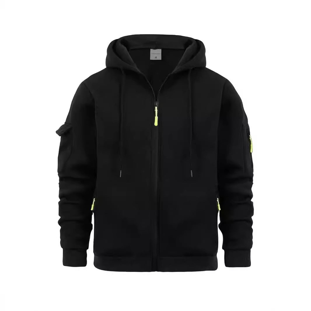 Herren Kapuzenjacke Funktionell Reißverschluss Taschen Sportlich