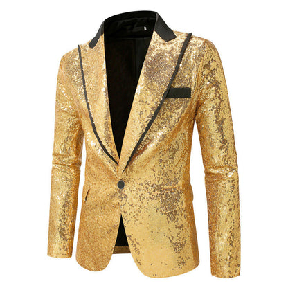 Herren Sakko Pailletten Glitzerjacke Abendgarderobe