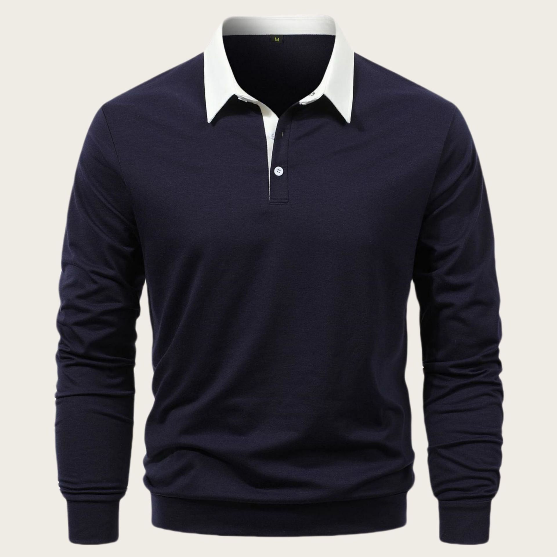 Herren Poloshirt Langarm Kontrastkragen Modern Style - BerlinGlamour