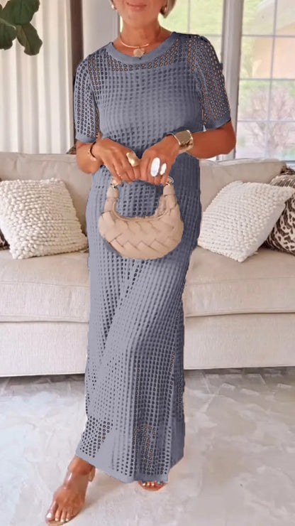 Frauen Maxi Kleid Elegant Mesh Sommerkleid