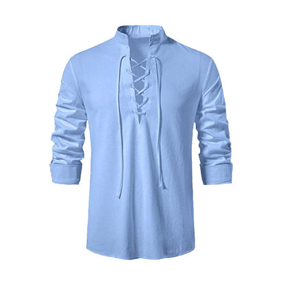 Herren Langarmshirt Modern Stehkragen Lässig Elegant