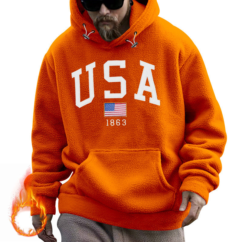 Herren Kapuzenpullover USA Print Kapuze Tasche