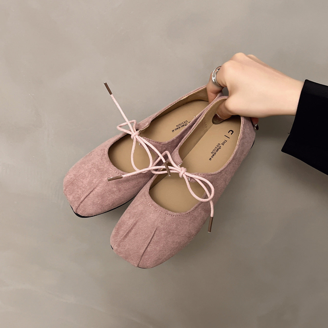 Damen Ballerinas Elegante Schleifen Wildleder