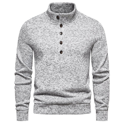Herren Pullover Stehkragen Strukturiert Bequem Knöpfe Modern