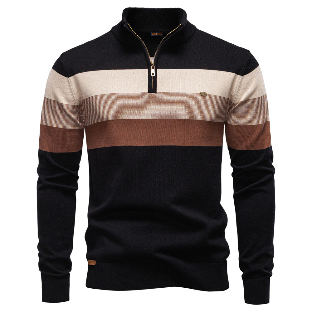 Herren Strickpullover Stehkragen Streifen Modern