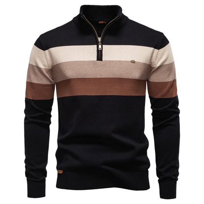 Herren Strickpullover Stehkragen Streifen Modern