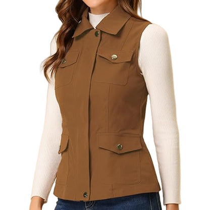 Damen Outdoorweste Funktional Mit Taschen Reißverschluss