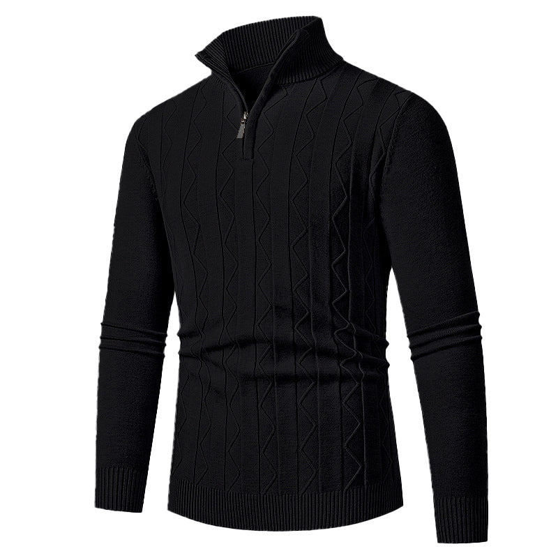 Herren Strickpullover Modern Leicht Zopfmuster Stehkragen