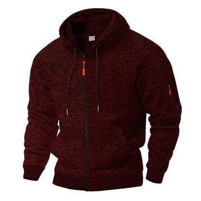 Herren Fleece Kapuzenpullover Sportlich mit Reißverschluss
