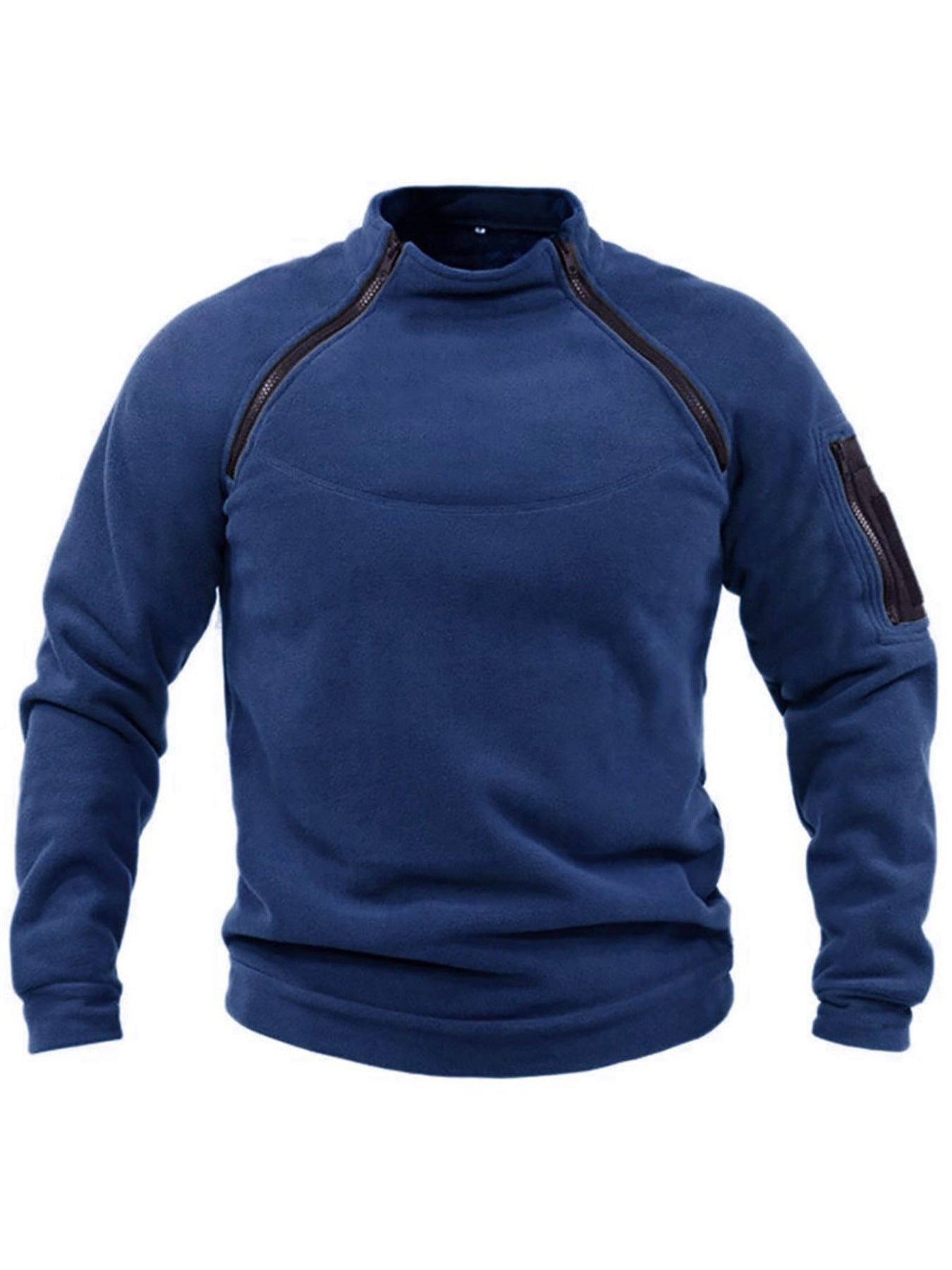 Herren Fleece-Hoodie Warm mit Reißverschluss und Hochkragen