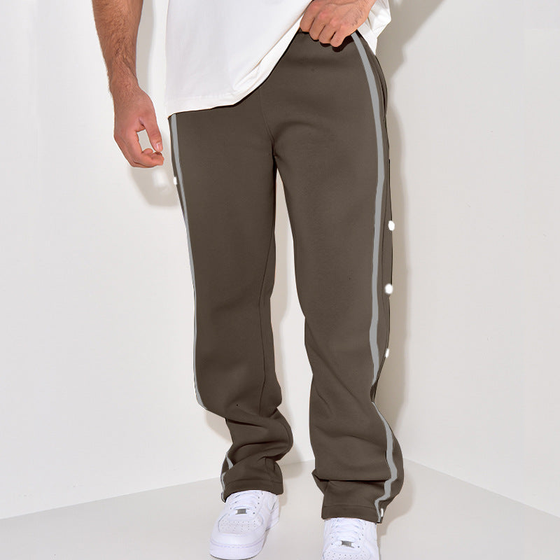 Herren Sportpants mit Kontraststreifen und Knöpfen Sportlich