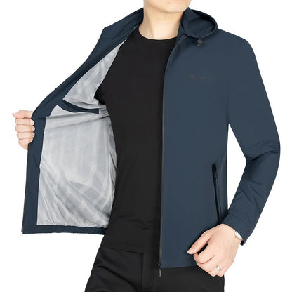 Herren Regenjacke Waterproof Kapuze atmungsaktiv
