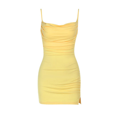 Kurzes Damen Minikleid mit Schlitz und Raffung Sexy