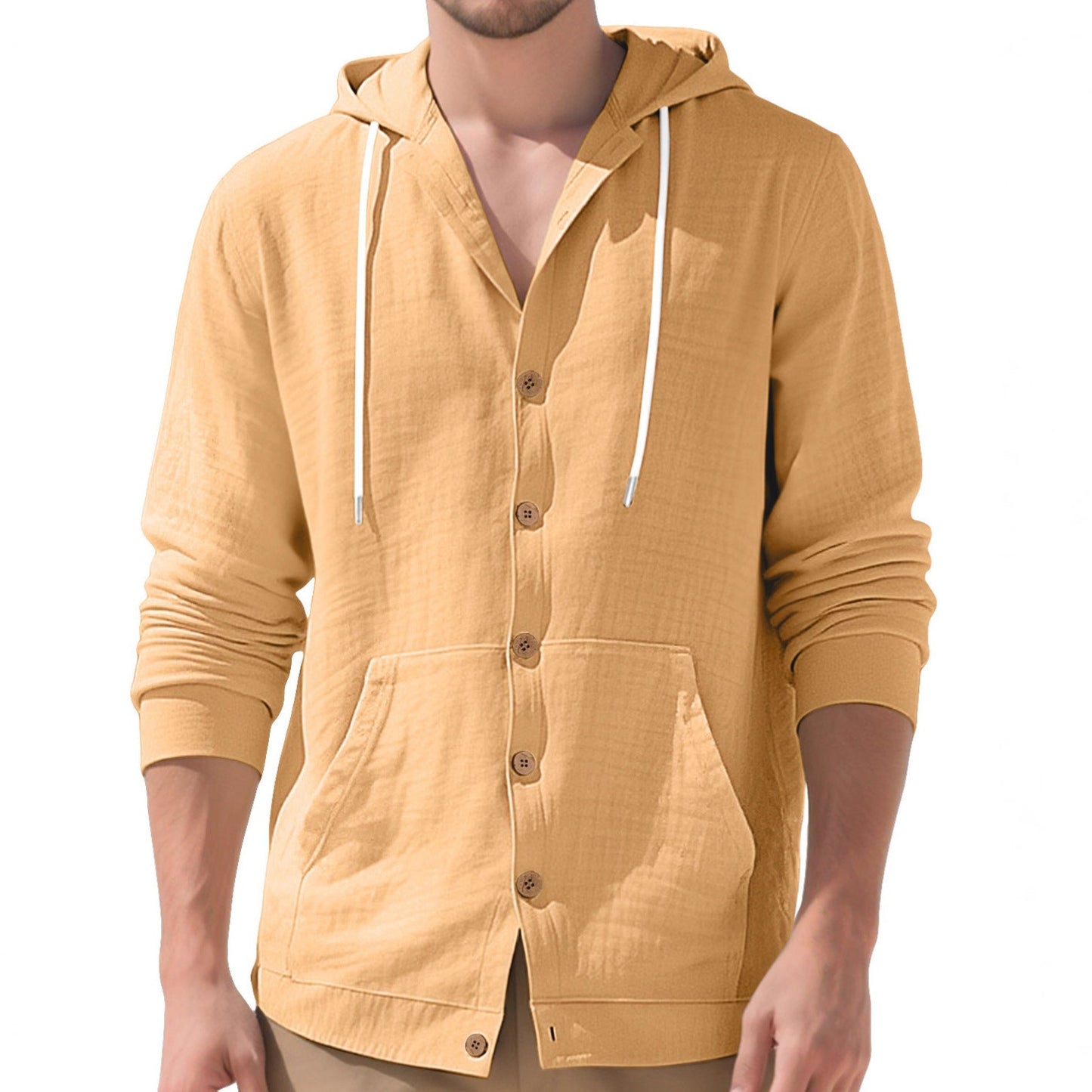 Herren Kapuzenjacke Modisch Mit Taschen und Knöpfen