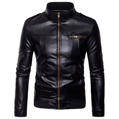 Herren Lederjacke Übergangsjacke Stehkragen Modern