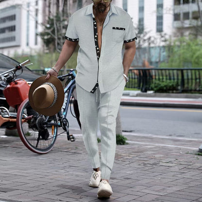 Herren Kurzarmhemd Modern und Lässige Jeanshose