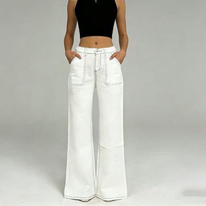 Damen Jeans High Waist Große Taschen Bequem