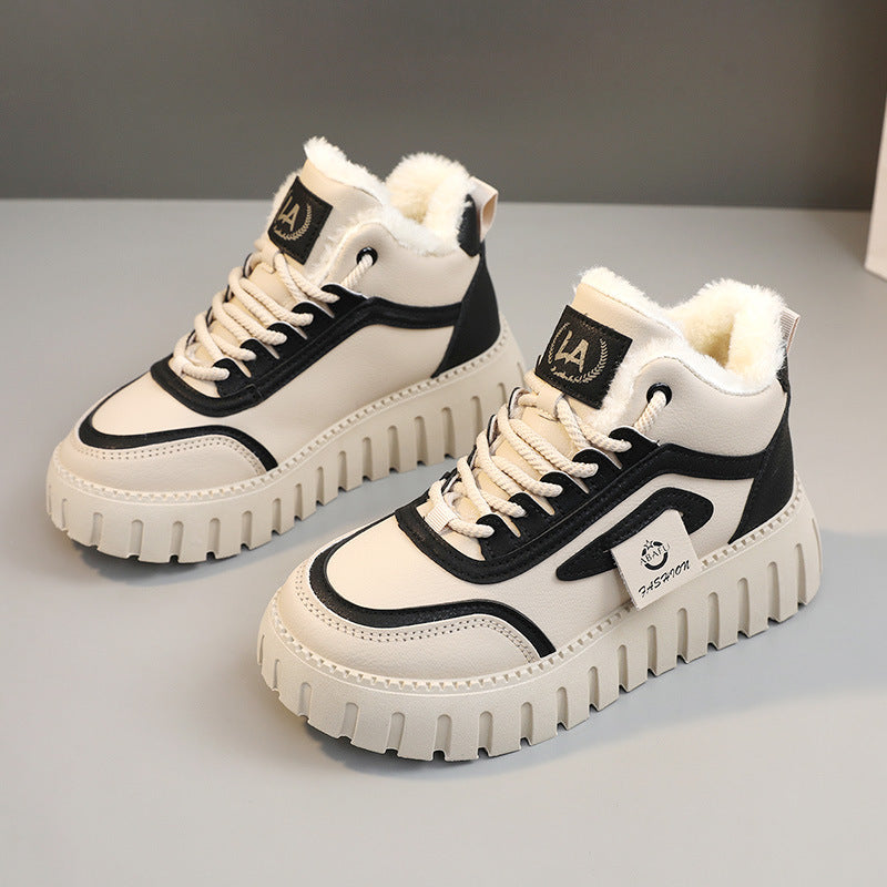 Damen Sneaker High-Top Modisch Gefüttert Rutschfest
