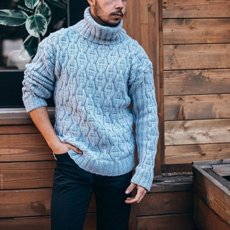 Herren Rollkragenpullover Grobstrick Kaschmir Optik