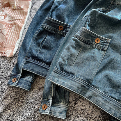 Herren Denimjacke Modern mit Taschen und Knöpfen