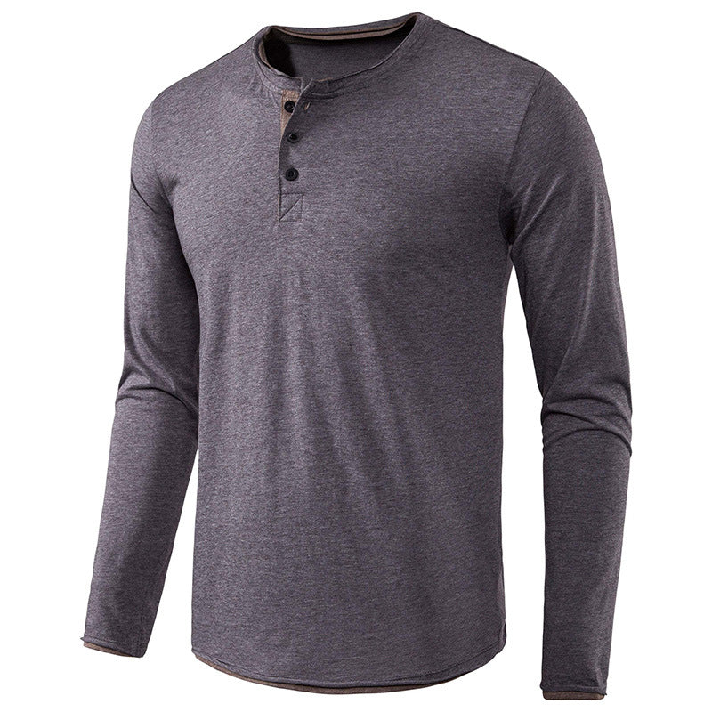 Herren Langarmshirt Elegantes Knopfdesign Modern