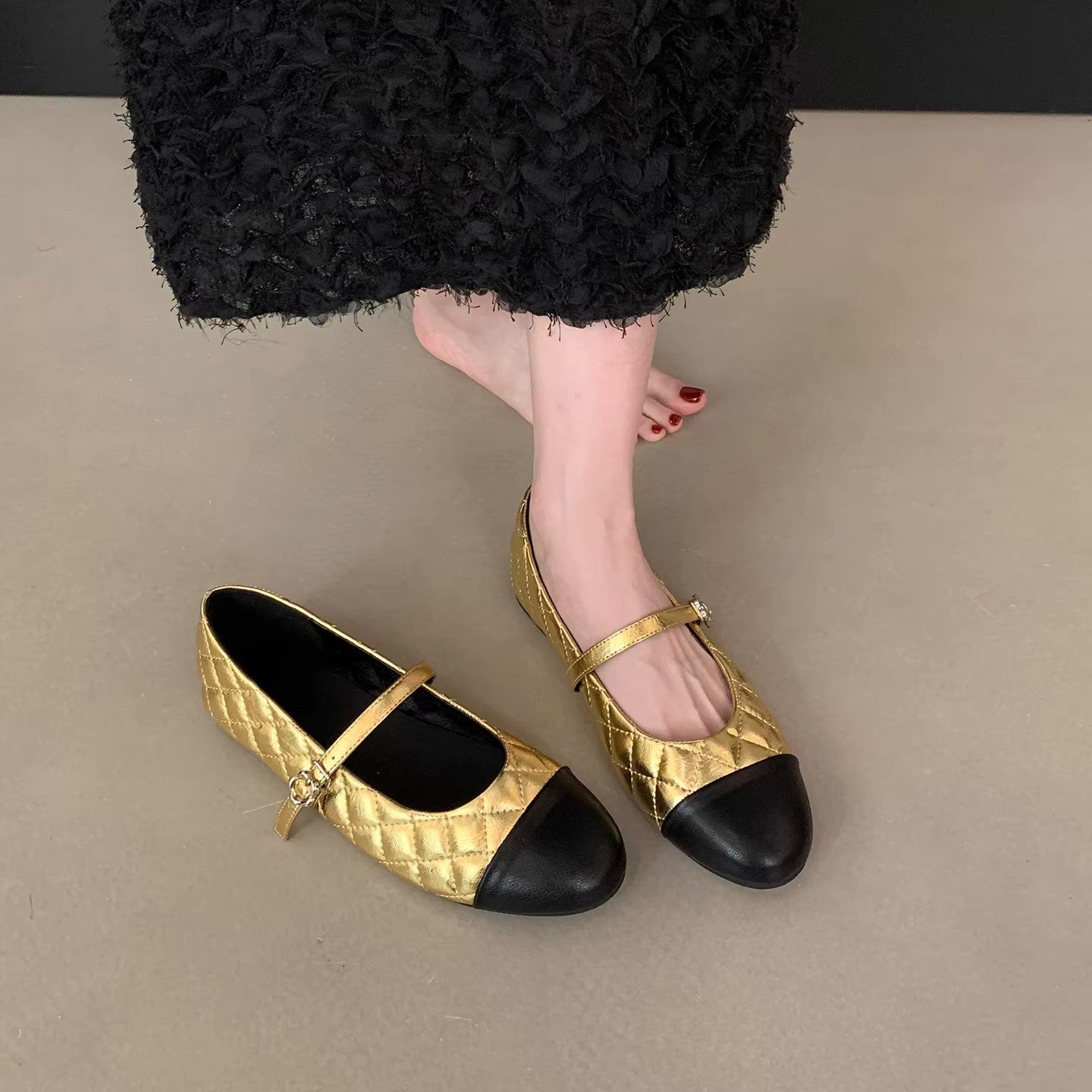 Damen Ballerinas Elegante Riemen Schuhe Glitzer