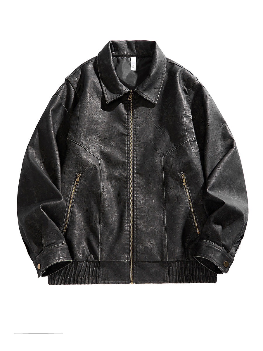 Lederjacke Herren Kurz Lederjacke Elastisch Mit Taschen