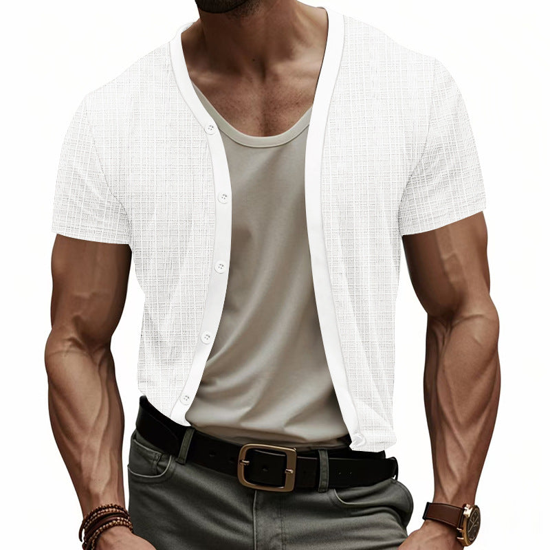 Herren Cardigan Hemd Kurzarm Modern Berlin Style