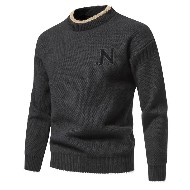 Herren Strickpullover Rundhals Modern Grau