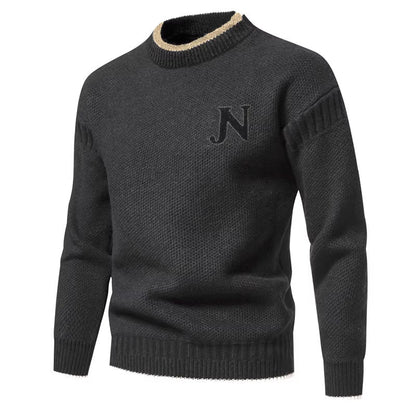 Herren Strickpullover Rundhals Modern Grau