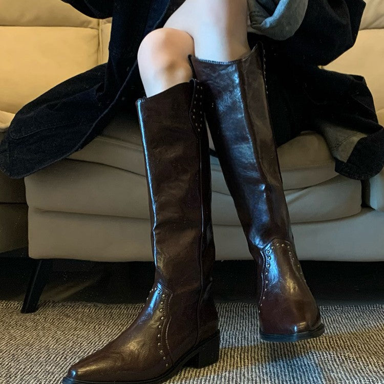 Damen Stiefel Cowboystyle mit Nieten Western Look