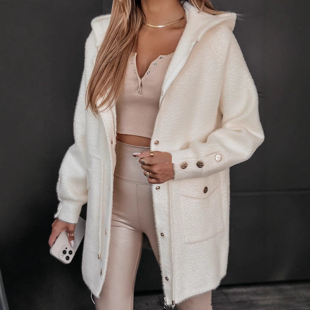 Damen Sherpa Jacke Kuschelig Warm mit Taschen - BerlinGlamour
