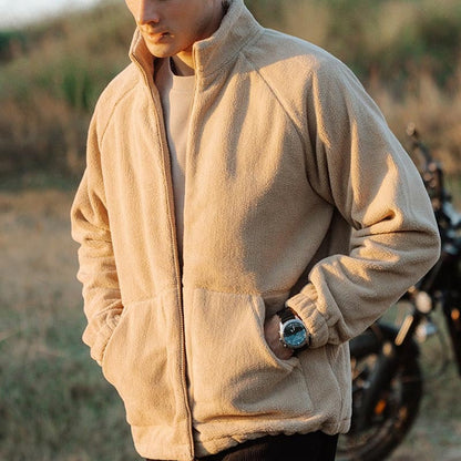Herren Fleecejacke Warm mit Kragen und Taschen