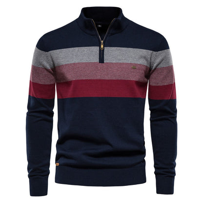 Herren Sweatpullover Modern Kurzreißverschluss Farbblockstreifen Sportlich