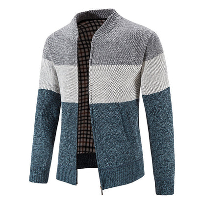 Herren Strickjacke Modern Karo Innenausstattung Zipper