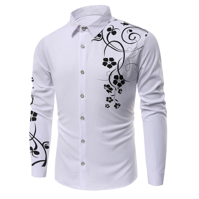 Herren Langarmhemd Modern mit Floralmuster Elegant