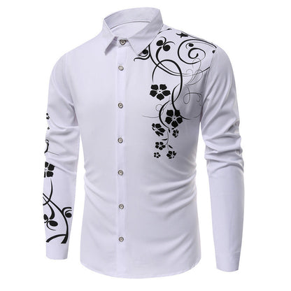 Herren Langarmhemd Modern mit Floralmuster Elegant