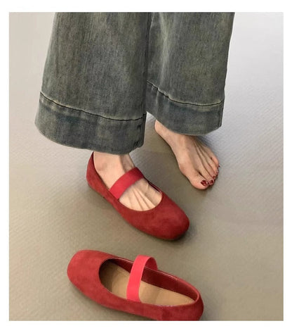 Damen Ballerinas Weich Bequem Komfort Riemen Schuhe