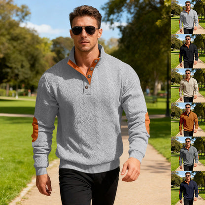Herren Strickpullover Modern mit Stehkragen und Knöpfen - BerlinGlamour
